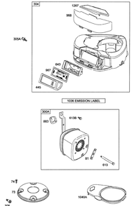 Engine Blower Housing And Muffler Diagram and Parts List for Z-FORCE42 53AA5A5G710 Cub Cadet Lawn Tractor
